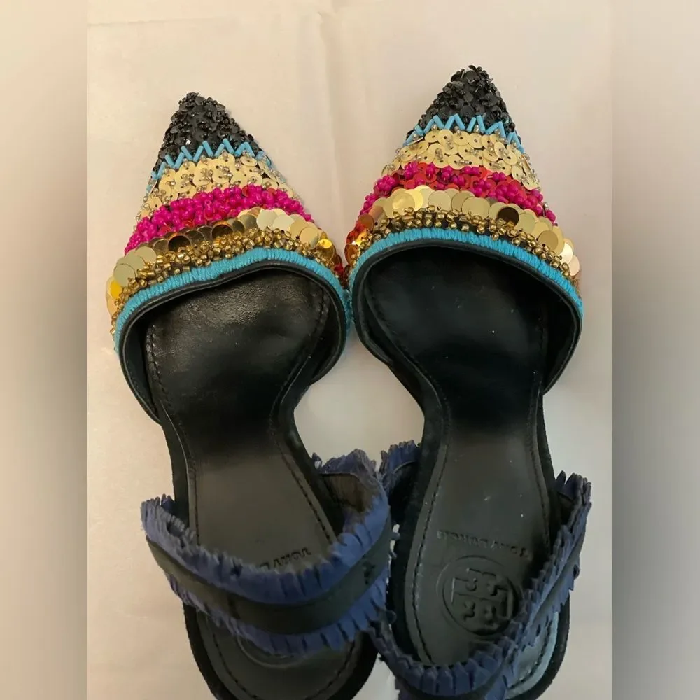 Limited Tory Burch Isle Slingback Pumps 6.5 4.25” Heel